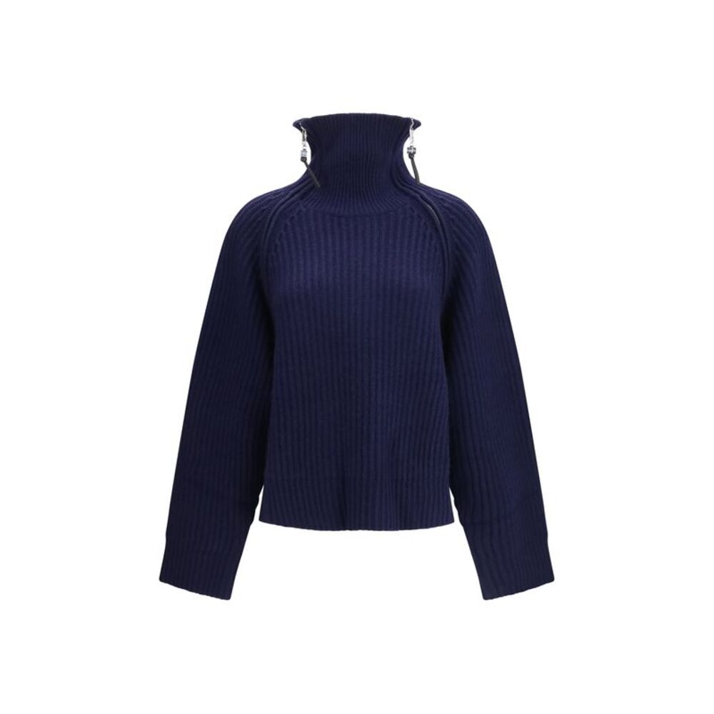 Ganni Women Wool Zip-Neck Sweater